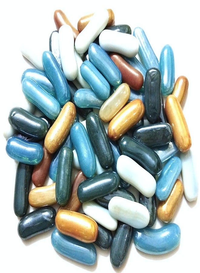 DS1 Multi-Colored Milky Capsule Glass Pebbles/gravels/Stone/Beads for Aquarium, Table, vase, Fountain, Approx 65 Pieces